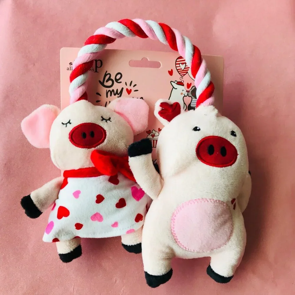 Dog afp Be my valentine Pink couple pigs squeaker Each 5.5